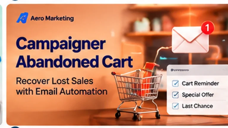 Campaigner abandoned cart email automation showing cart recovery reminders, special offers, and last-chance messages.